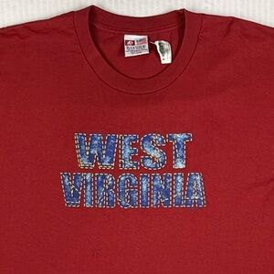 Bayside Heavyweight Red T-Shirt West Virginia Graphic Tee 100% Cotton size 2X